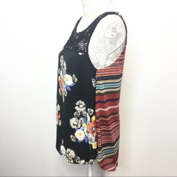 Weston Anthropologie Tank Top Crochet Mixed Print - Picture 4 of 8